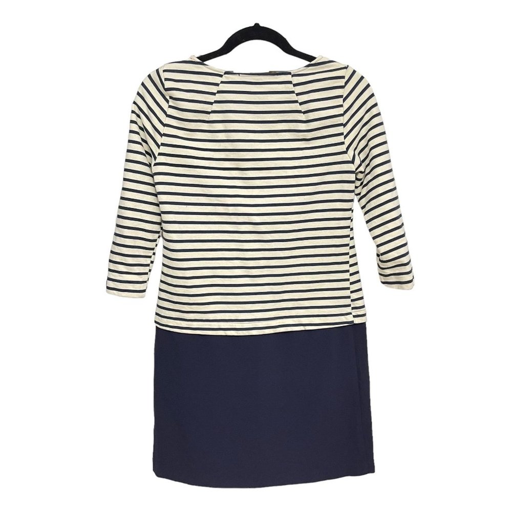 Zara Basic Women's 3/4 Sleeve Striped Navy Blue Mini Dress Size XS - Picture 2 of 11